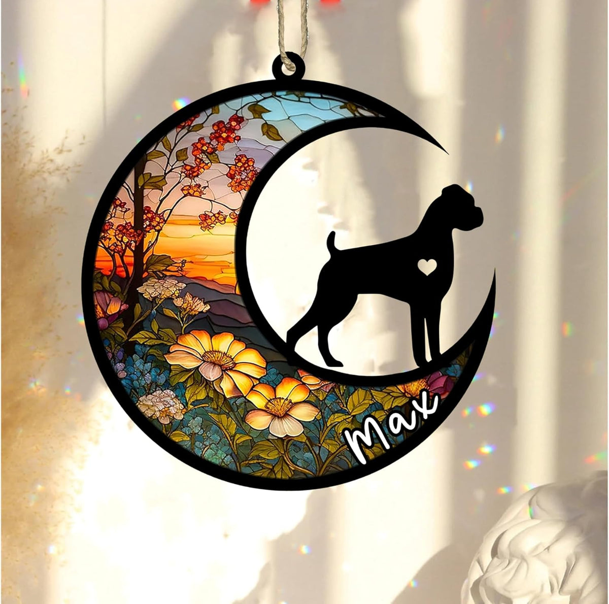 Personalized Dog Memorial, Custom Name Boxer Dog Christmas Ornament with Name, Custom Breeds, Pet