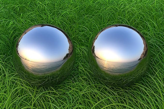 Lulu Decor, 2 pcs - 12 Silver Stainless Steel Gazing Mirror Ball, Smooth Reflective Shiny Garden