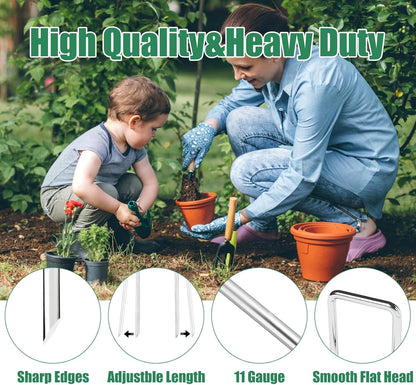 6 Inch 25 Pack Landscape Staples,11 Gauge Plant Stakes,Hot-dip Galvanized Tent Stake & Garden