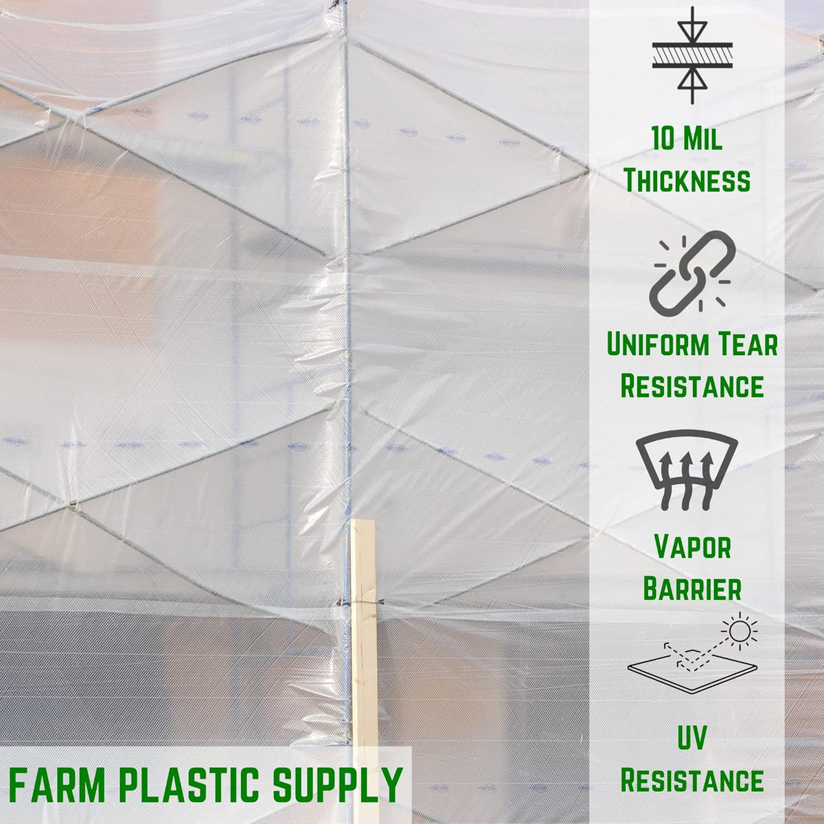 Farm Plastic Supply - Dura Skrim String Reinforced Clear Plastic Sheeting - 10 Mil - (32' x 40')