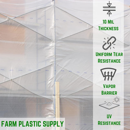 Farm Plastic Supply - Dura Skrim String Reinforced Clear Plastic Sheeting - 10 Mil - (32' x 70')