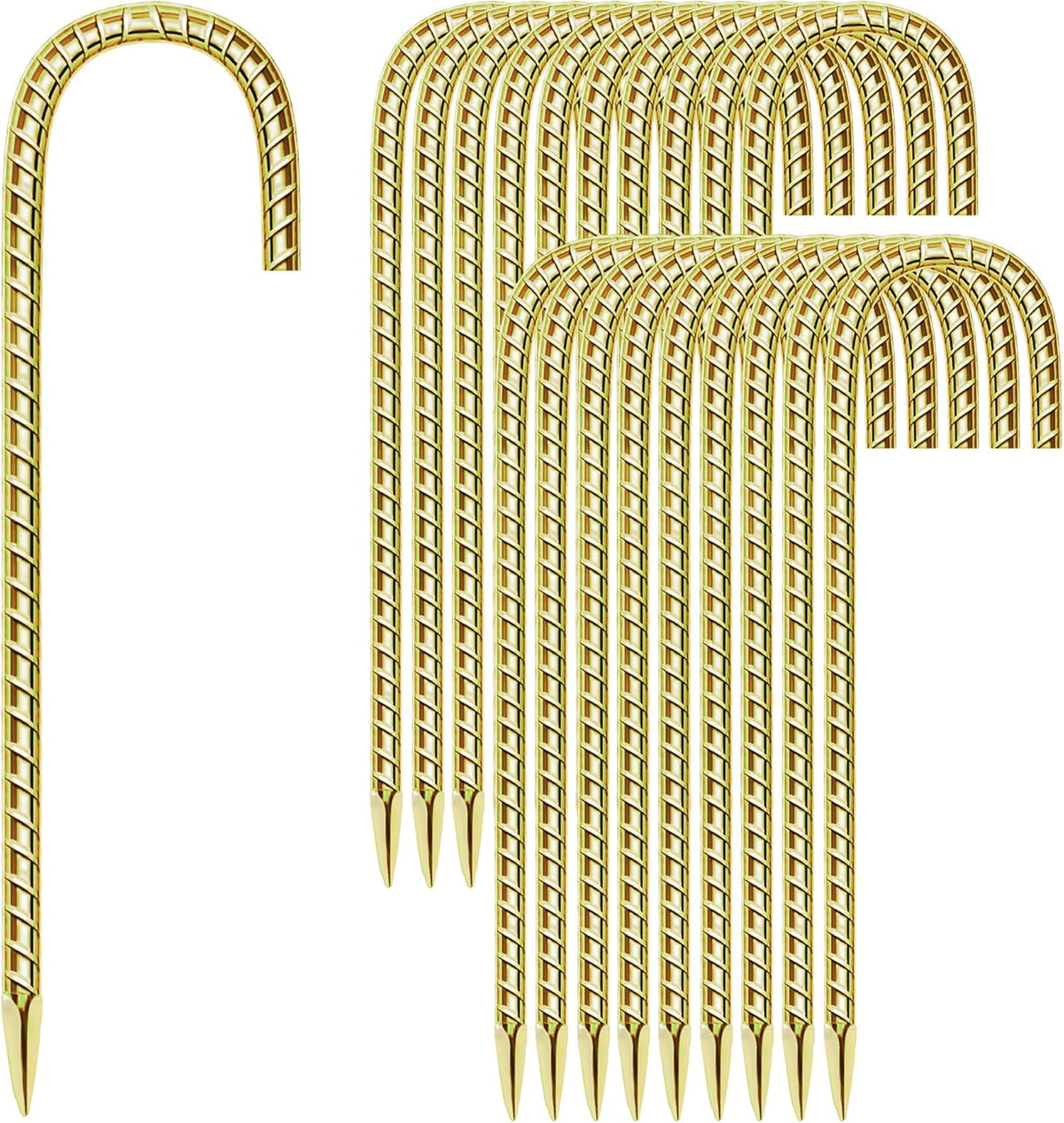 20 Pack 12 Inch Rebar Stakes Anti-Rust Galvanized Steel J Shape Hook Strong Ground Anchors for