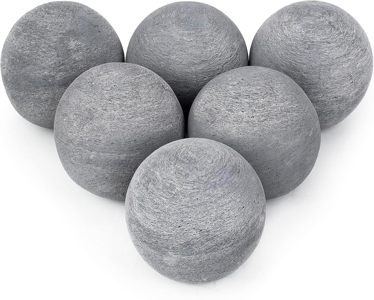 Skyflame Ceramic Balls, Set of 6 Round Fire Stones Set for Indoor and Outdoor Fire Pits or