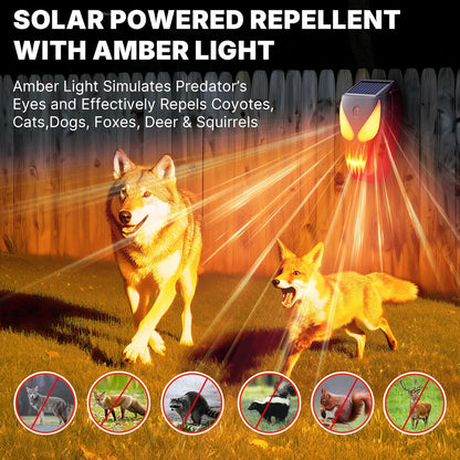 Solar Nocturnal Animal Repeller with Flickering Flame, Waterproof Solar Racoon Repellent Outdoor