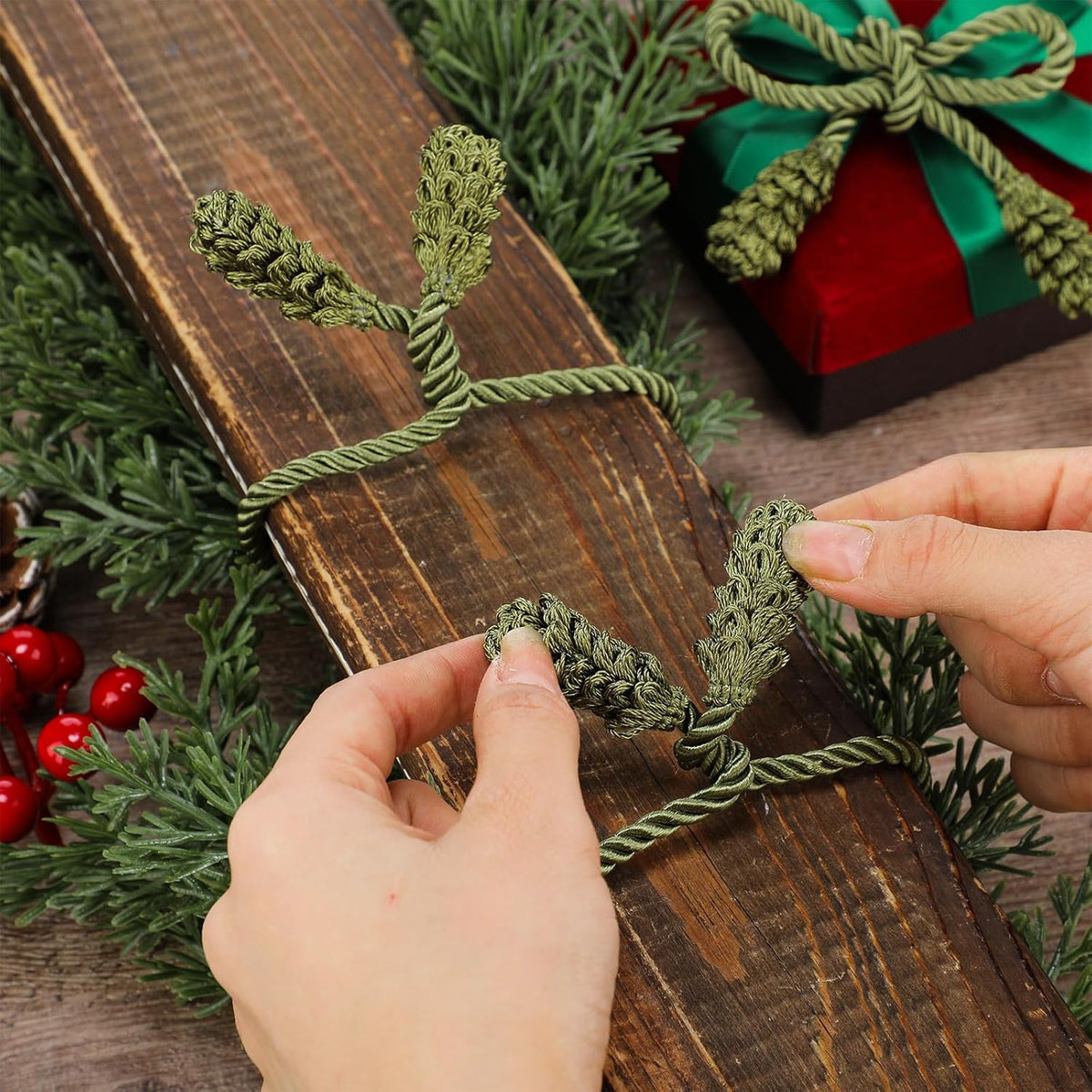 Shappy 12 Pieces Christmas Garland Banister Ties Christmas Decorative Reusable and Flexible Twist