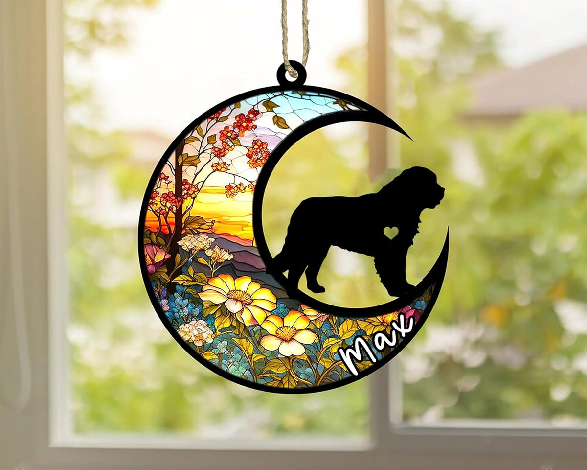 Personalized Dog Memorial, Custom Name Saint Bernard Dog Christmas Ornament with Name, Custom