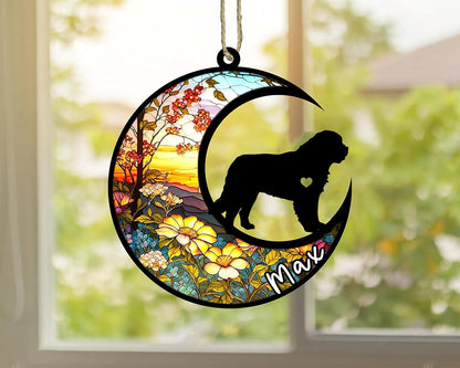 Personalized Dog Memorial, Custom Name Saint Bernard Dog Christmas Ornament with Name, Custom