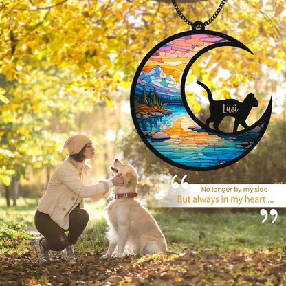 Personalized Cat Memorial Suncatcher Custom Name Shapes Pet Ornament Window Car Hanging Sympathy