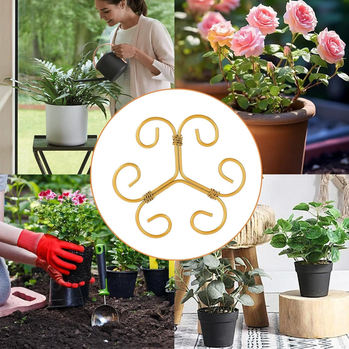 5PCS Iron Monstera Plant Support, Plant Stem Support, Turtle Shell Bamboo Clamp Set, Stable Plant