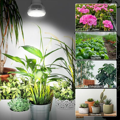 Grow Light Bulbs, A15 7W Plant Light Bulb for Indoor Growing, High PPFD, Full Spectrum, 60W
