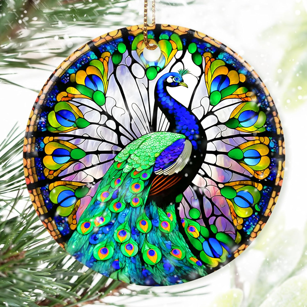 Colorful Ceramic Peacock Christmas Ornament, Peacock Ornaments for Christmas Tree, Holiday