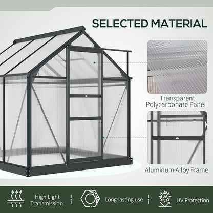 Outsunny 6' x 6' Greenhouse for Outdoors, Polycarbonate Greenhouse with Rain Gutter and Roof Vent