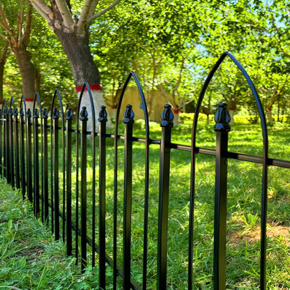 Garden Fence 32 inch H x 24 inch W (5 Panels, Total 10 feet), Metal Decorative Border Folding