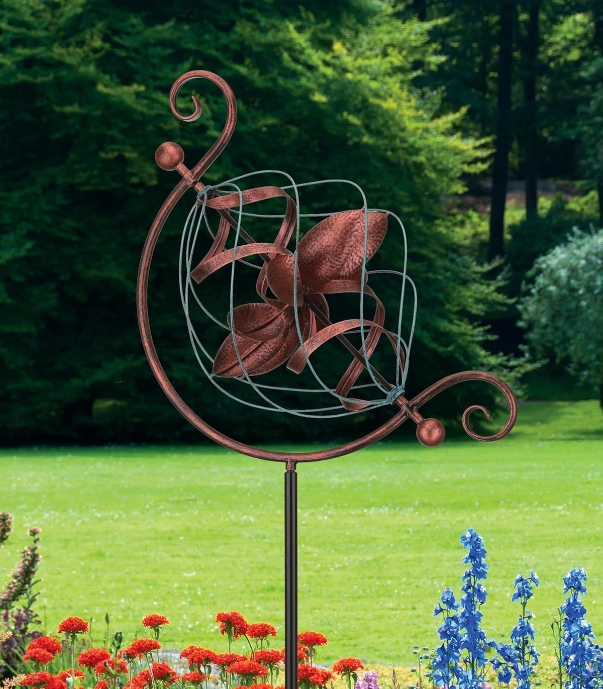 Regal Art & Gift Twister Wind Spinner – Metal Yard Decorations Outdoor | Kinetic Garden Spinner for