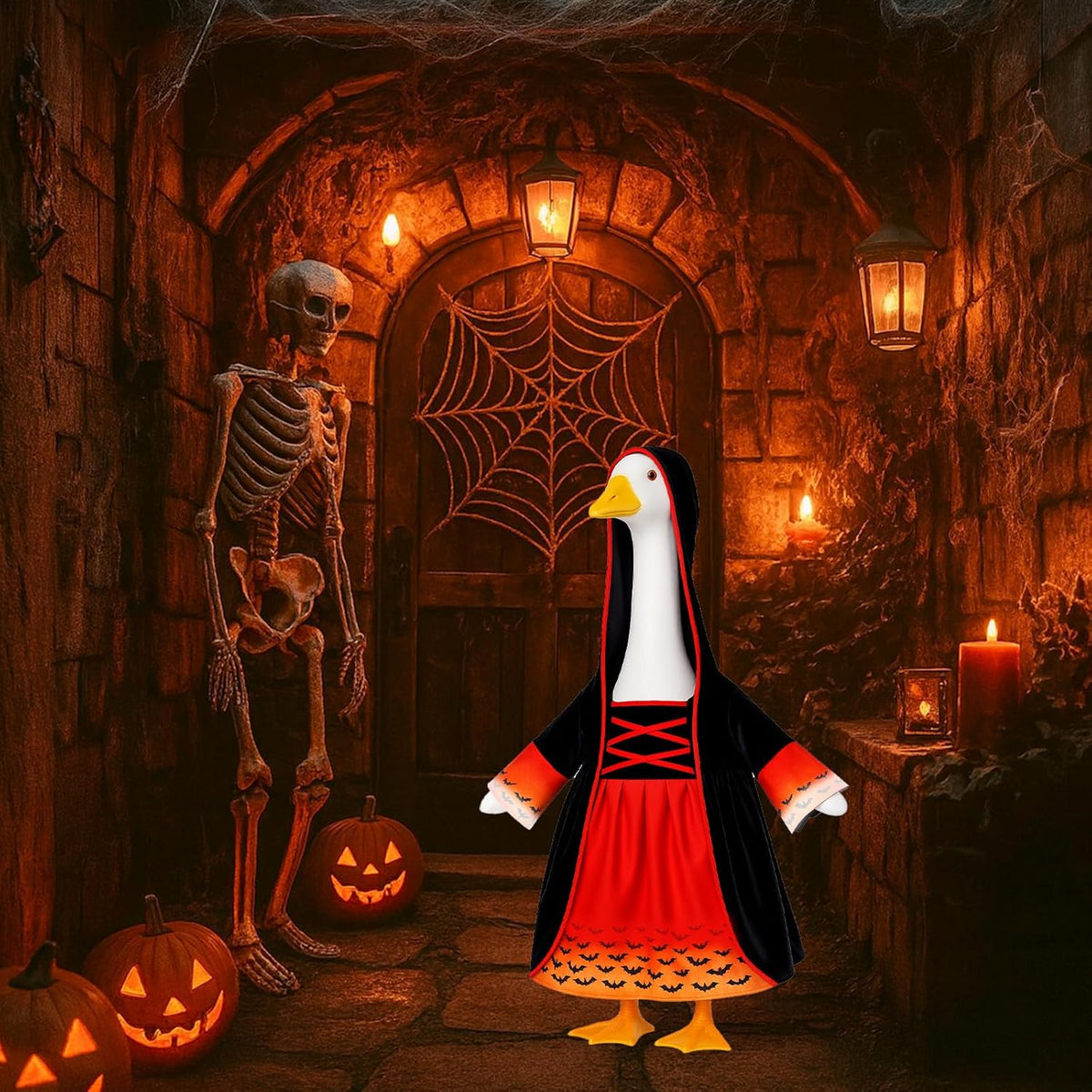Halloween Goose Outfit Witch Lawn Porch Goose Clothes Fall Halloween Geese Costume for 23" Geese