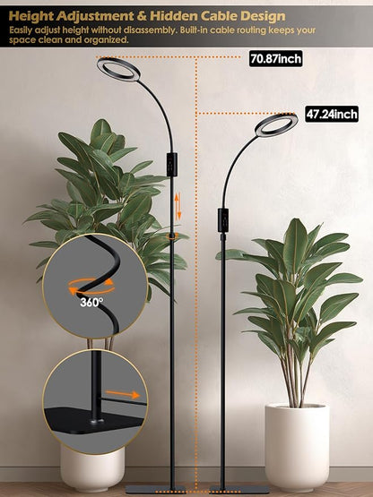 Smart Grow Lights for Indoor Plants,24W Plant Light with Auto-Timer,Full Spectrum LED Grow Light