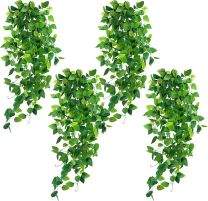 DomeStar 4PCS Fake Hanging Plants, Artificial Ivy Vines Lifelike Hanging Greenery Wall Decor for