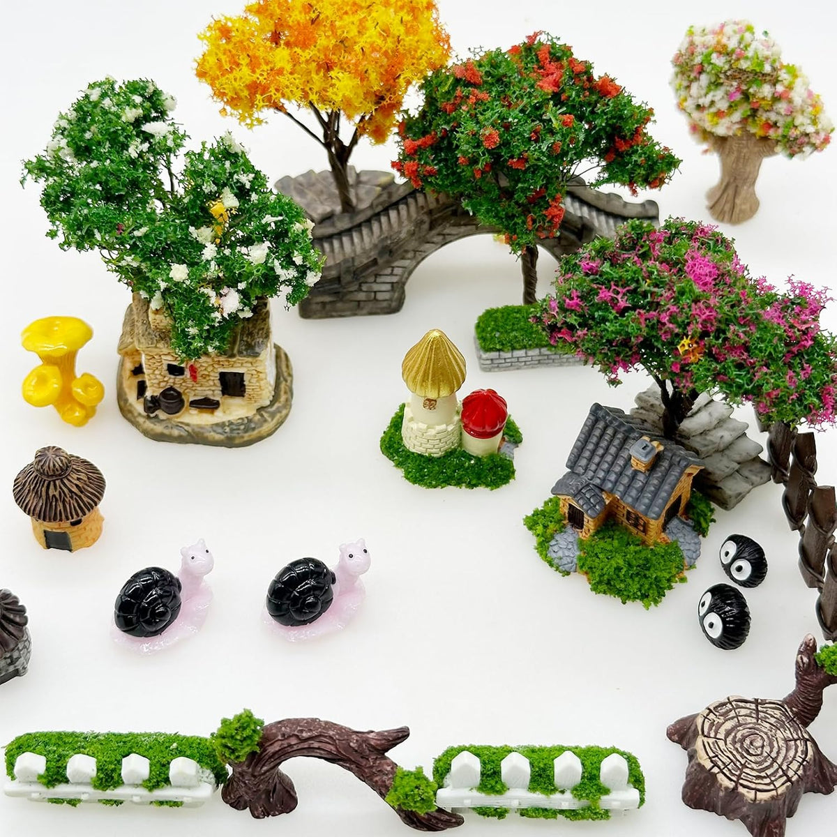 Cayway 83 PCS Fairy Garden Accessories Outdoor, Mixed Model Trees for DIY Craft Garden Decoration