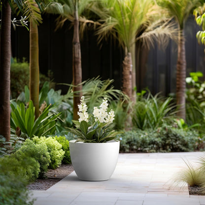Kante 17.3 Inch Round Concrete Planter - Classic Large Indoor/Outdoor Plant Pot with Drainage Hole