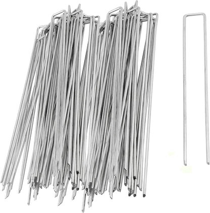 50 PCS 12 Inch 8 Gauge Garden Landscape Staples, Galvanized U-Shaped Landscape Pins, Garden