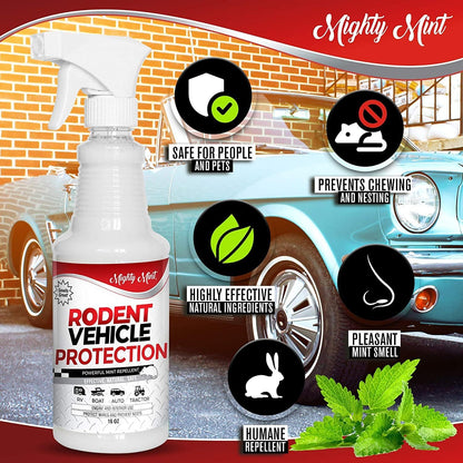 Mighty Mint Peppermint Oil Rodent Repellent Spray for Vehicles – Natural Mouse & Rat Control for