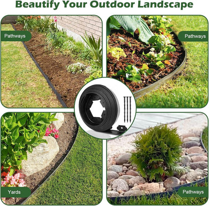 4 in Tall Landscape Edging, 100FT Plastic Garden Border Edging with 120 Anchoring Spikes, Landscape