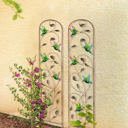 SUNNYPARK Set of 2 Hummingbird Metal Garden Trellis for Climbing Plants, Decorative Vegetables