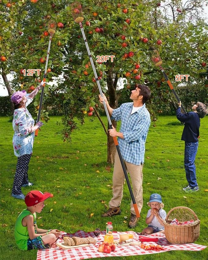 AgiiMan 3 to 12 FT Fruit Picker Pole - Reach to 18 FT Fruit Picker with Telescopic Extension Pole