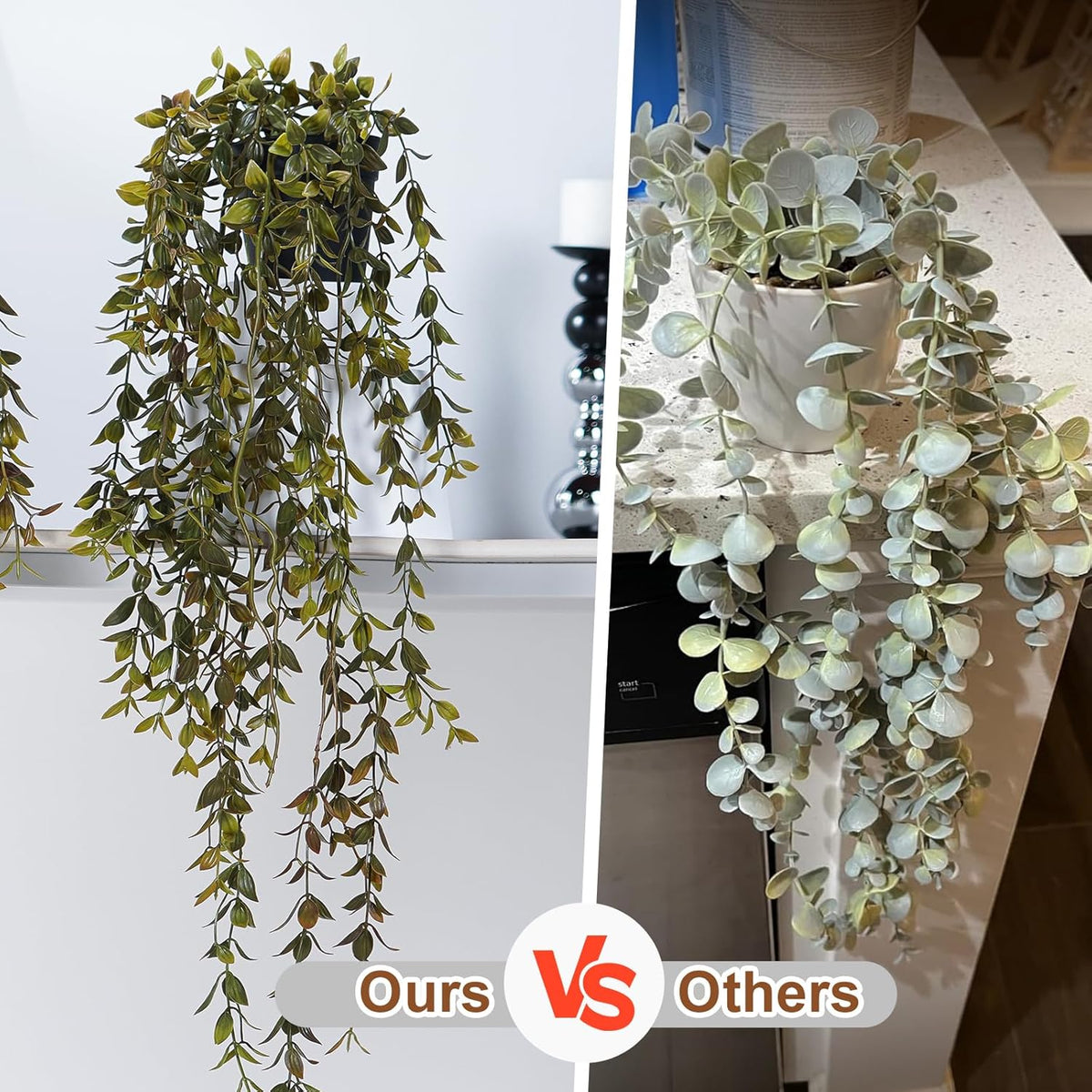 Artificial Hanging Plant 2 Pcs Faux Plant Ivy Vine Faux Eucalyptus Vines Fake Potted Greenery for