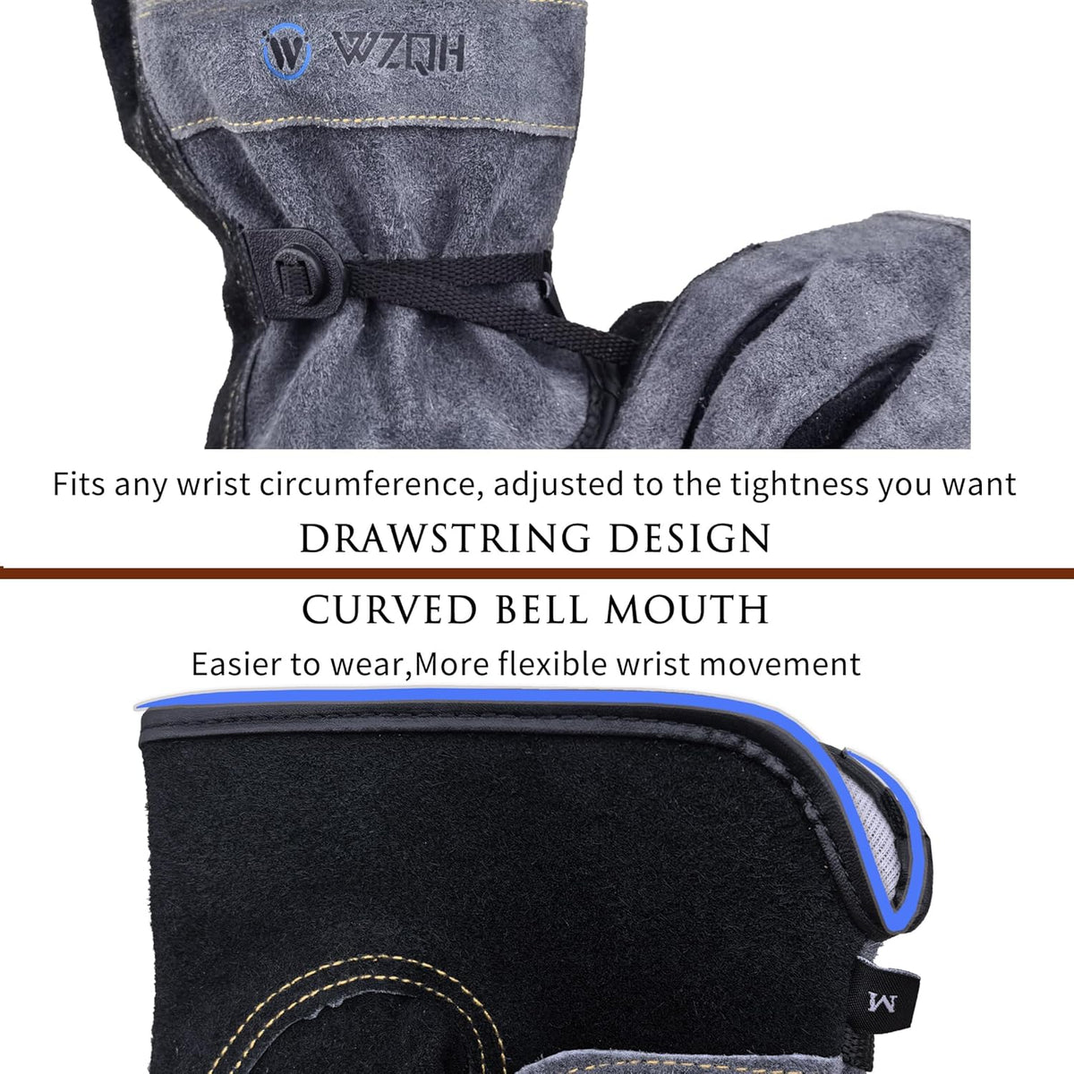 Leather Work Gloves for Men or Women. Medium Glove for Gardening, Tig/Mig Welding, Construction