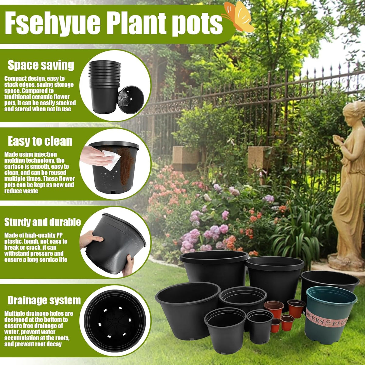20 Gallon Nursery Pots Plastic Container Injection Molded Pot for Plants Flexible with Drainage