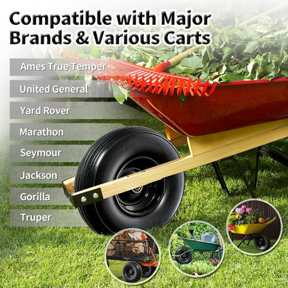 13 Inch Solid Tire Wheel - Replacement 4.00-6" Flat Free Heavy Duty Wheel with 5/8", 3/4" Bearings