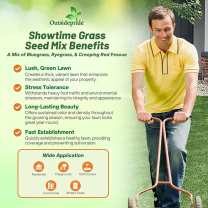 Outsidepride Showtime Perennial Lawn Grass Seed Mix - 25 lbs. Premium Blend of Creeping Red Fescue