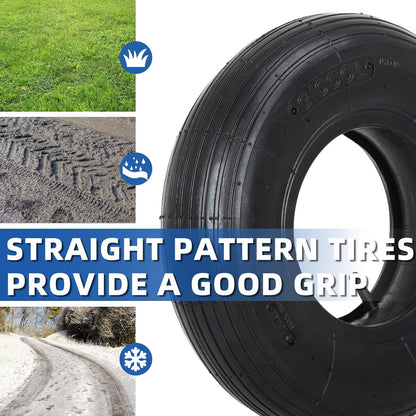 4.00-6 Replacement Tire and Inner Tube Set, 2 Pack, 13" Heavy Duty Tire and Wheel, TR-13 Straight