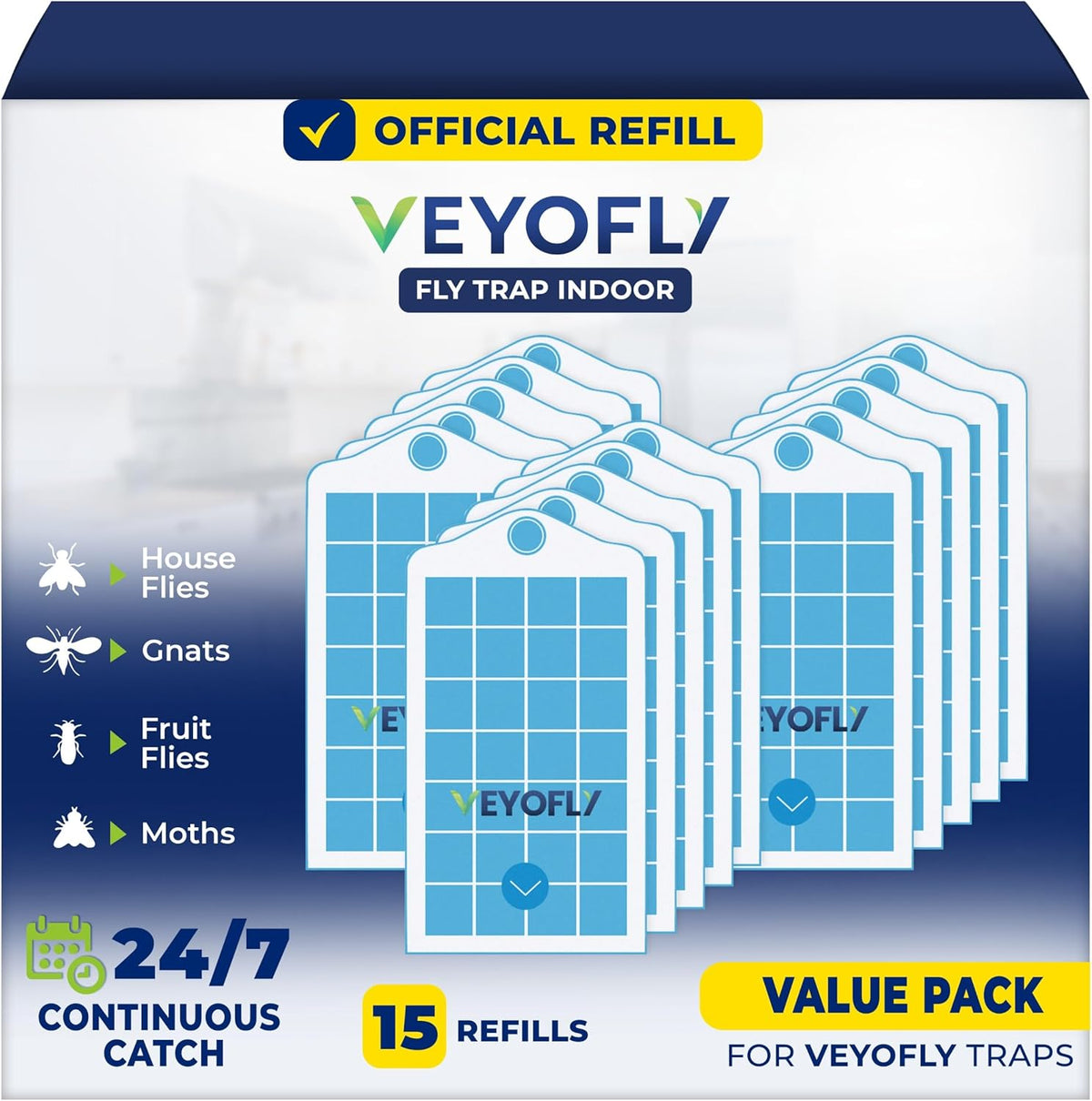VEYOFLY Fruit Fly Traps for Indoors Refill, Gnat Traps for House Indoor, Fly Catcher, Fly Trap, Fly
