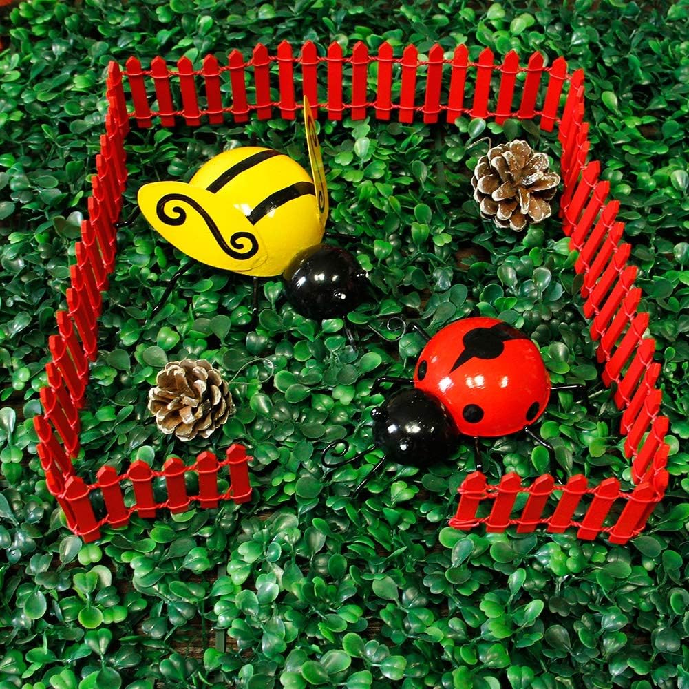 Prsildan Miniature Fairy Fence, Wood Ornament Mini Fence with Dollhouse Scene Props 40 Inches