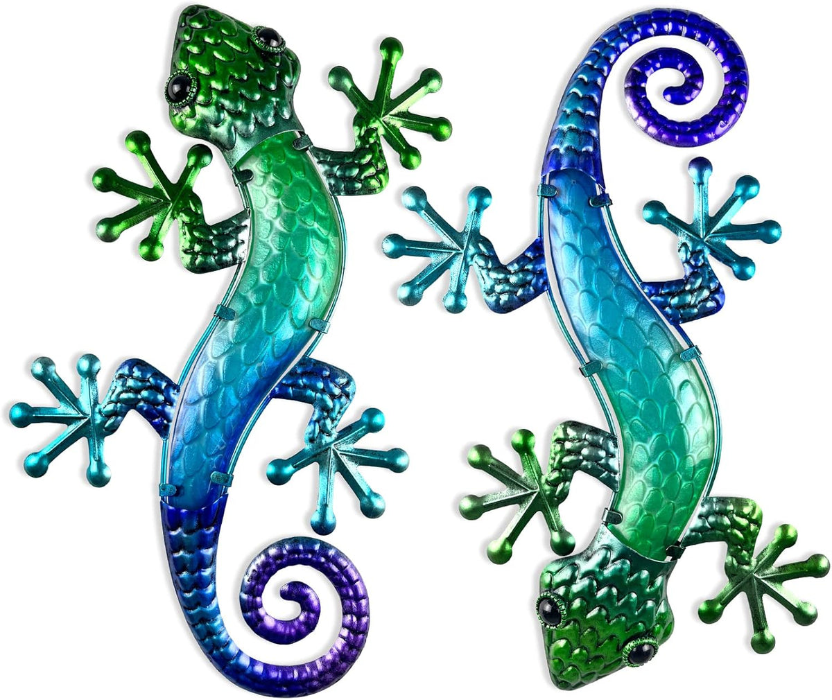 HONGLAND Metal Gecko Wall Art 15 Inch Lizard Outdoor Decor Lizards Garden Sculpture for Yard Fence