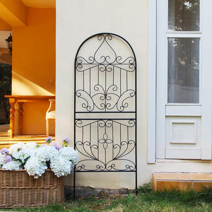 SCENDOR Trellis for Climbing Plants 59" H x 22" W Metal Unique Design Decorative Garden Structure