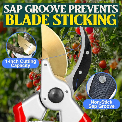 Haus & Garten ClassicPRO 8.5" Professional Premium Titanium Bypass Pruning Shears - Use As Pruners