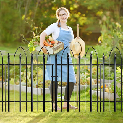 Garden Fence 32 inch H x 24 inch W, 5 Panels (4 Panels+1 Gate,Total 10 feet) Metal Decorative
