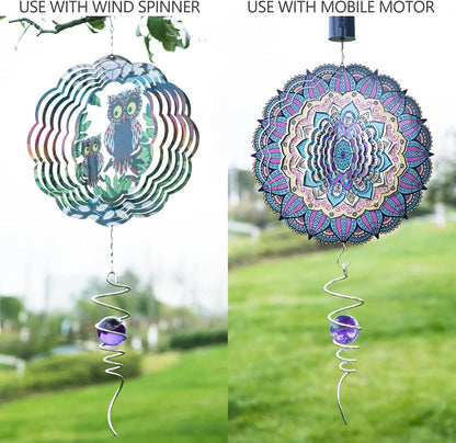 Gazing Ball Spiral Tail Wind Spinner Stabilizer, Garden Decorations Stainless Steel Metal with Hook