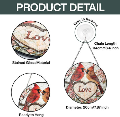 Cardinal Suncatcher Stained Glass Window Hanging Decor, for Couples, Birthday for Women Bird