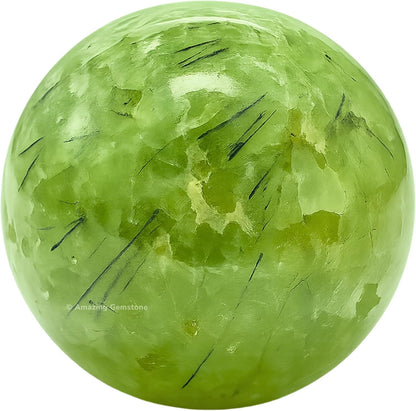 Amazing Gemstone Prehnite Crystal Ball with Stand - 2 Inches Crystal Sphere Meditation Balls for