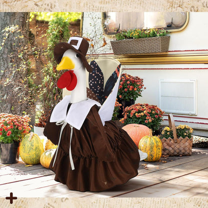 Suzile Thanksgiving Goose Outfit Dresses Clothes for 23" High Cement or Plastic Porch Goose Costume