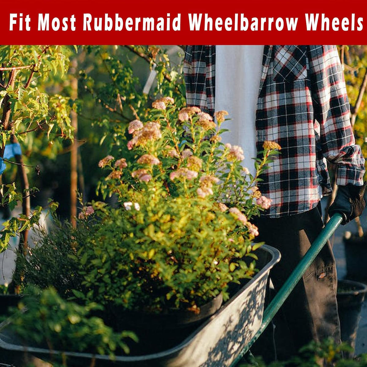 (2 PACK) 20" Flat Free Cart Wheels Compatible with rubbermaid Wheelbarrow Wheels,20x2" Flat Free