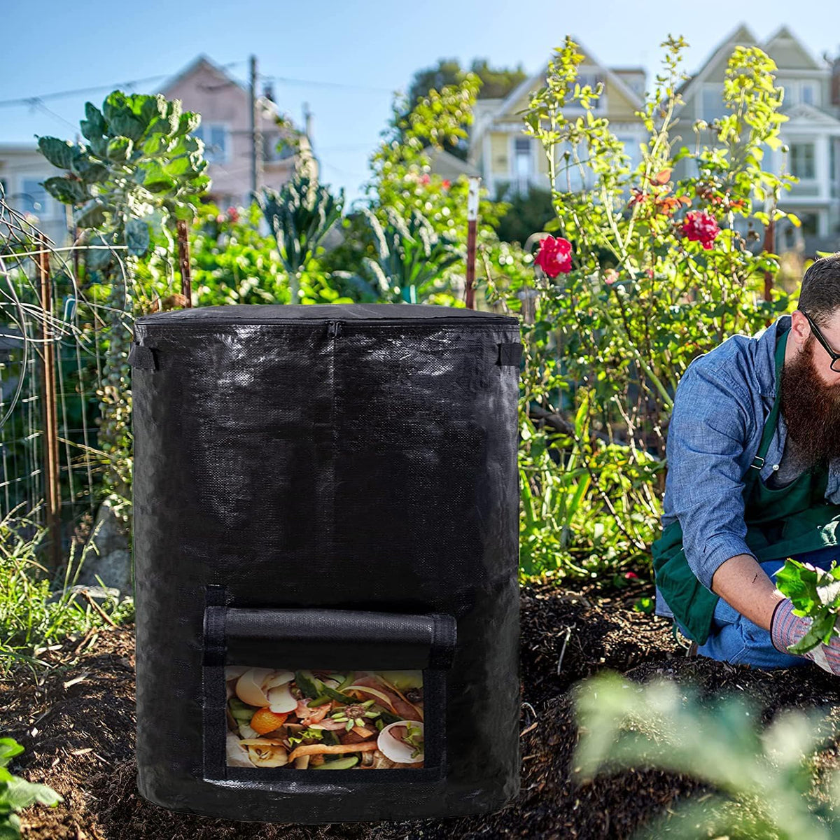 Compost bin Bags,Big Compost Bag,Garden Compost bin Bags,80 Gallon Compost bin for Garden Yard