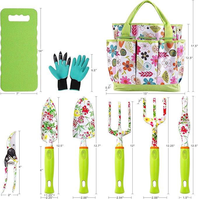 NAYE Garden Tool Set,Cute Gardening Gifts for Women,Birthday Gifts for Mom,Heavy Duty Tool Kit with