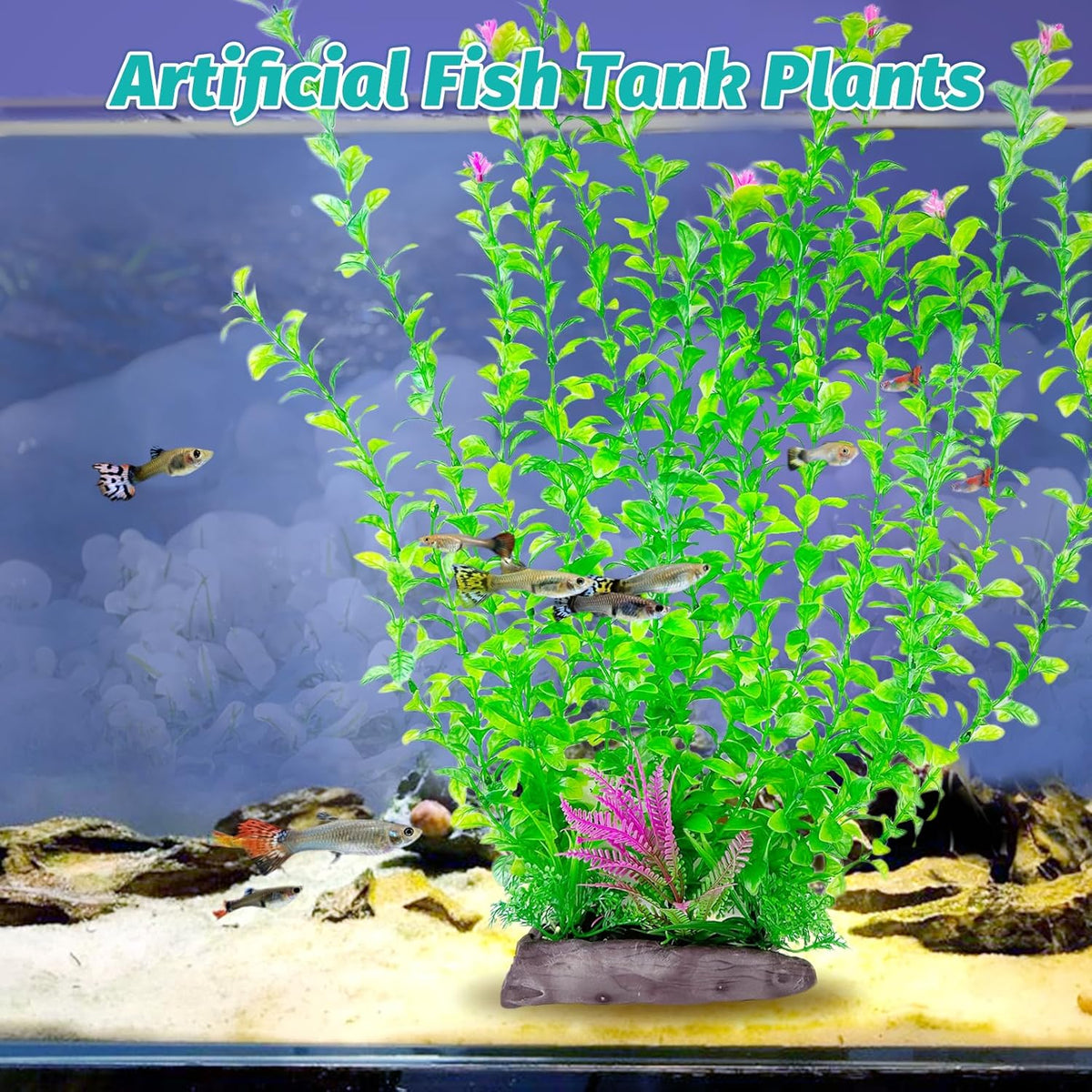 Hamiledyi Aquarium Plastic Plants Aquarium Decor Artificial Fish Tank Plants,Tall Fish Tank