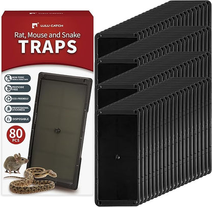 LULUCATCH Sticky Mouse Trap, 80 Pack Large Glue Traps, Pre-Baited Heavy Duty Non-Toxic Bulk Glue