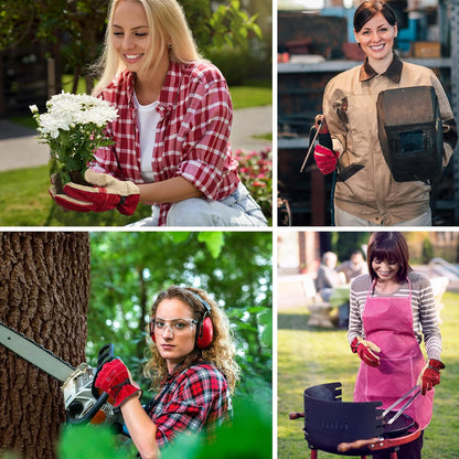 Leather Work Gloves for Women, Large Glove for Gardening, Tig/Mig Welding, Construction, Chainsaw
